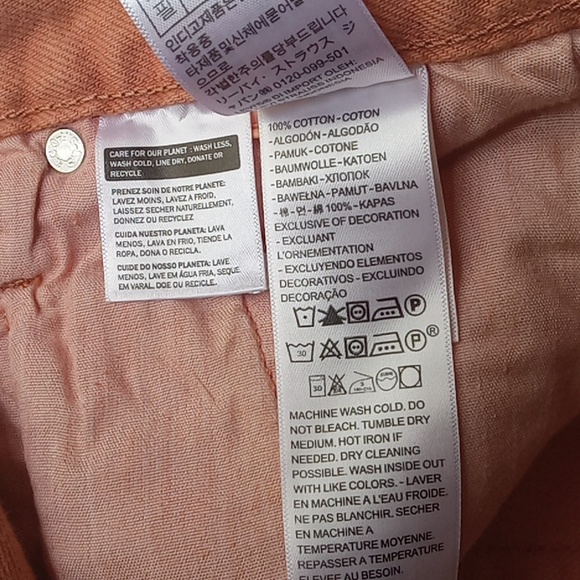 Levi's 501 High Rise Shorts Fitted Through the Hip Size 29 Orange - Picture 8 of 9